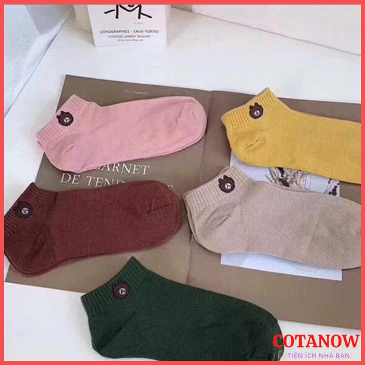 Set 10 Đôi Tất Vớ cổ ngắn, Siêu Mềm Mại, thoáng khí, nhiều màu Gấu Broun mã ctn_tat_gau