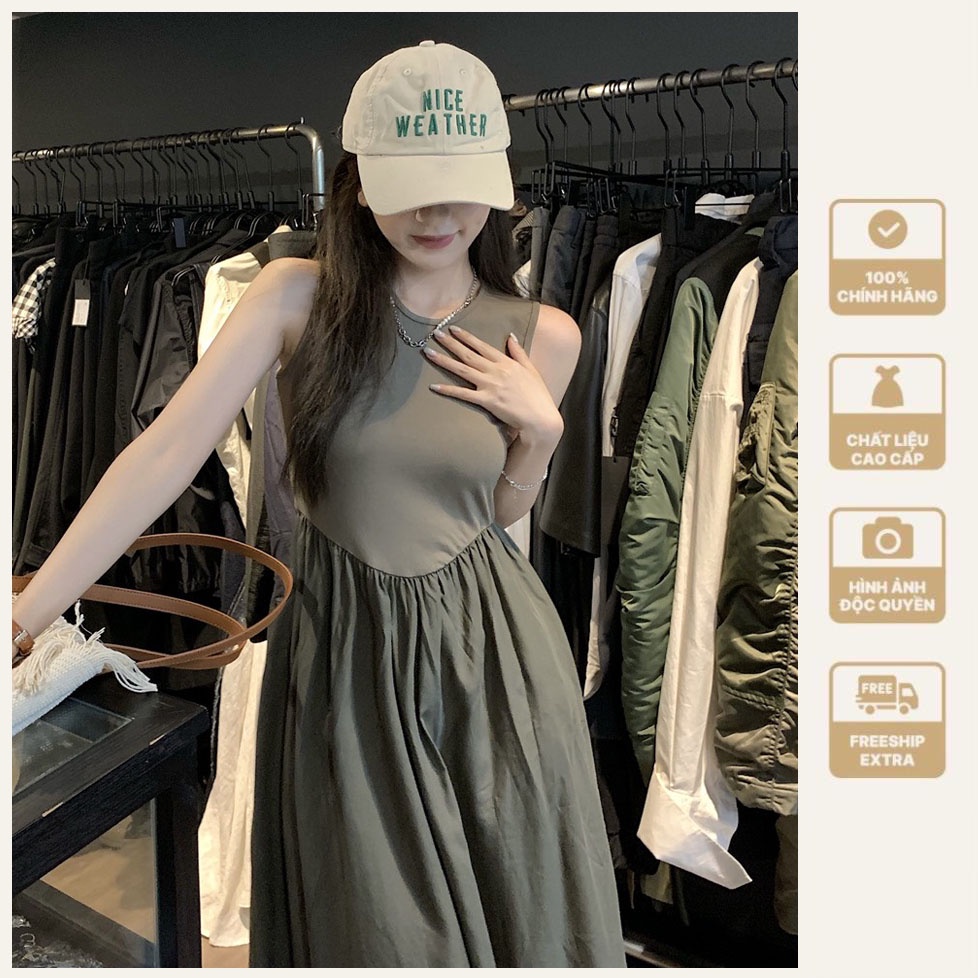Đầm maxi dáng dài sát nách, váy thiết kế che khuyết điểm dáng dài suông đi dự tiệc trẻ trung