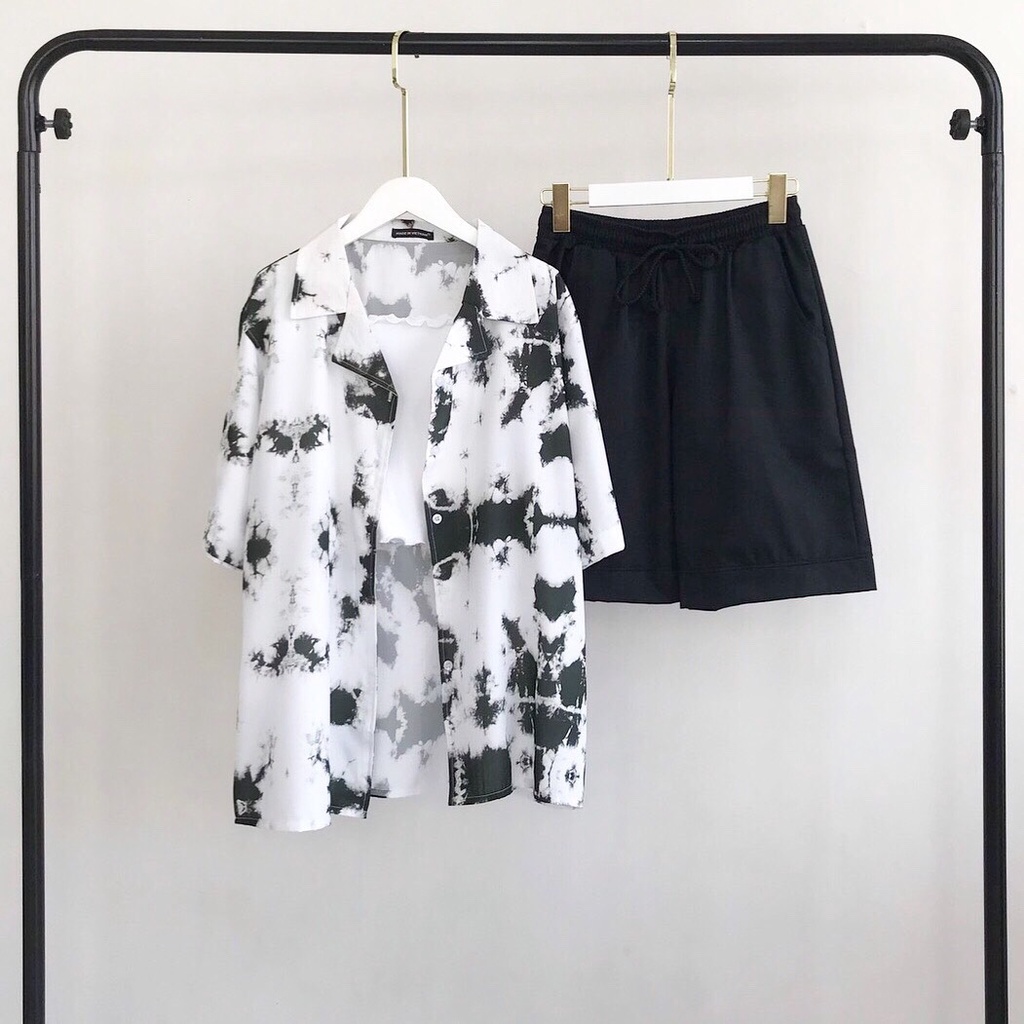 Áo sơ mi unisex SIB Clothing sơ mi loang form rộng SIB018