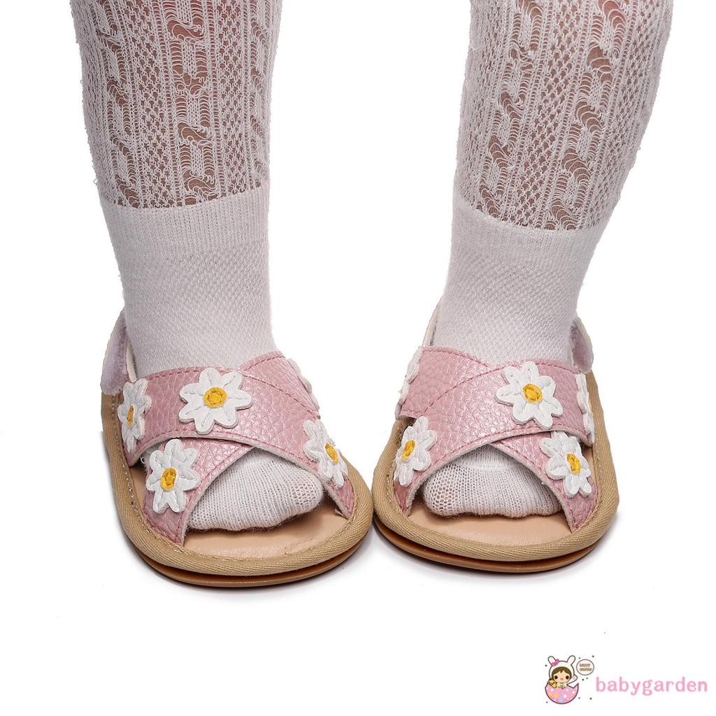 Babygarden-giày Đế Phẳng Chống Trượt Họa Tiết Hoa Thêu Đế Mềm Màu Trắng / Vàng / Hồng Cho Bé Gái