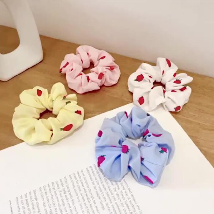 Dây buộc tóc scrunchies KOLANO dây chun buộc tóc Hàn Quốc họa tiết cherry đáng yêu FAH-001260