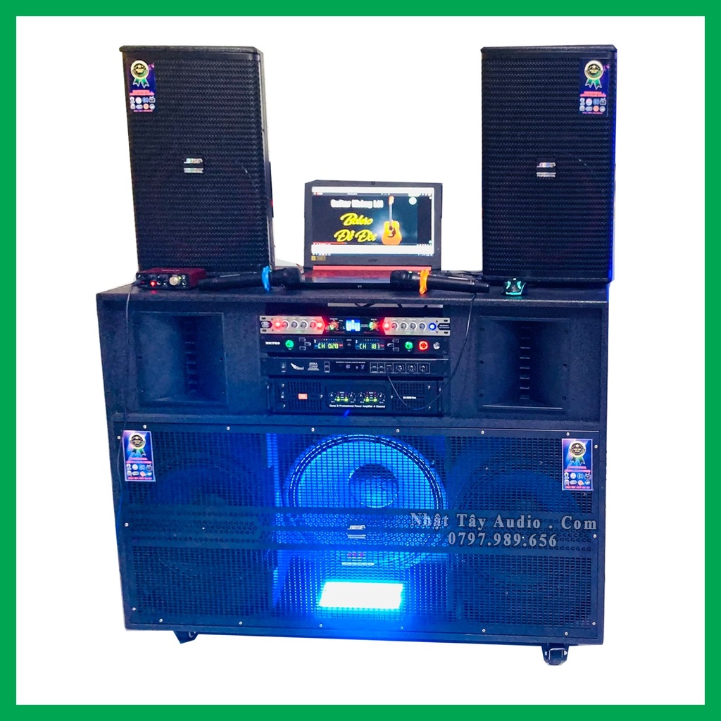 Dàn âm thanh NT 1504 FX kết hợp 2 loa full 30, Loa kéo điện công suất lớn cao cấp, dàn nhạc sống di động