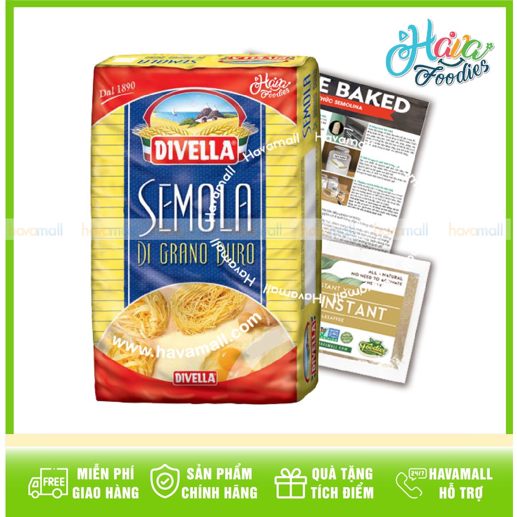 [TẶNG MEN + CÔNG THỨC] Bột Lúa Mì Chuyên Làm Pasta Semola 1kg Divella