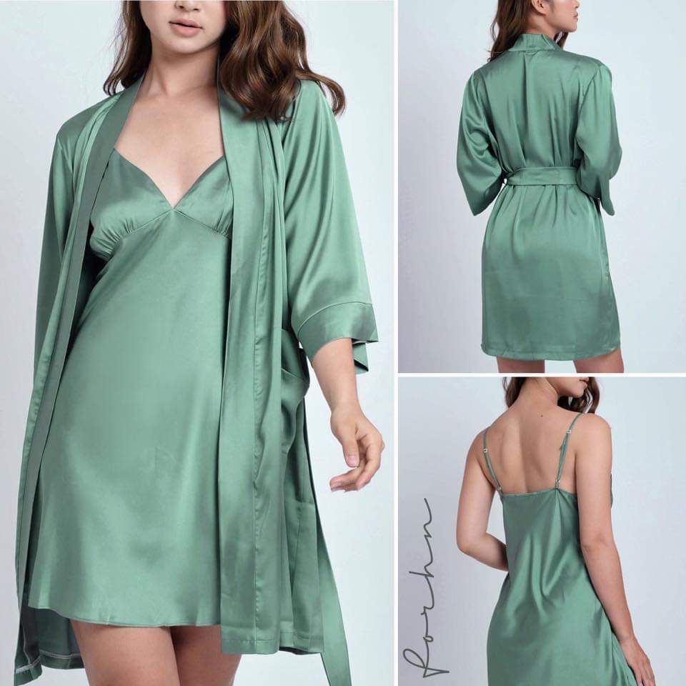 Sét áo choàng váy ngủ lụa cao cấp tặng cô dâu Hantu Sleepwear nhiều màu đủ size