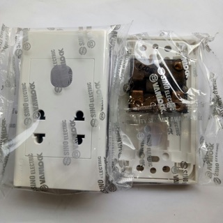 2 Ổ CẮM 2 CHẤU + LỖ CÔNG TẮC - 16A (chưa kèm công tắc