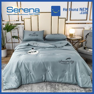 Bộ chăn ga drap gối trải giường lụa cotton serena bộ chăn ra ga drap gối trải giường đẹp lụa cao cấp