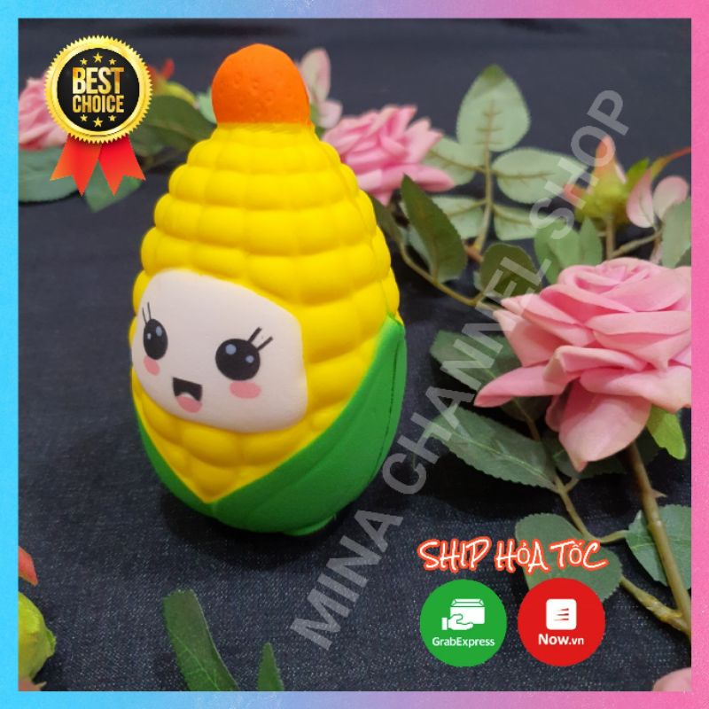 Squishy trái bắp dễ thương, đáng yêu, mềm, thơm, chậm tăng, có bao bì và quà tặng