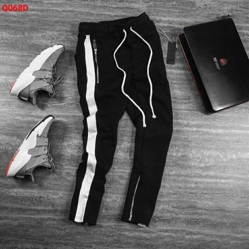 Quần jogger vải nỉ 4 khóa zip chất đẹp co giãn dày dặn