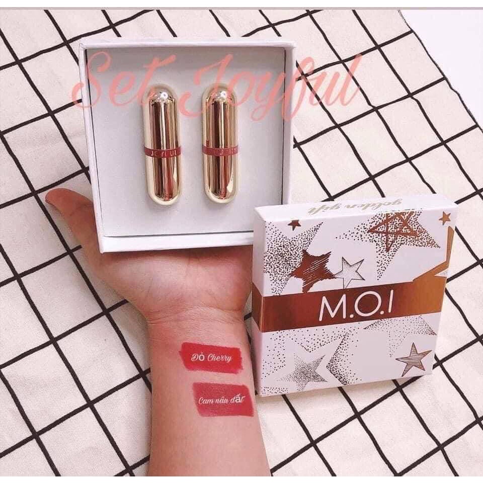 Set Mini Son Thỏi Lì - Son Môi Cao Cấp Chính Hãng Minisize Joyful - Set 2 Thỏi - MOI Cosmetics Hồ Ngọc Hà - Golden Gift