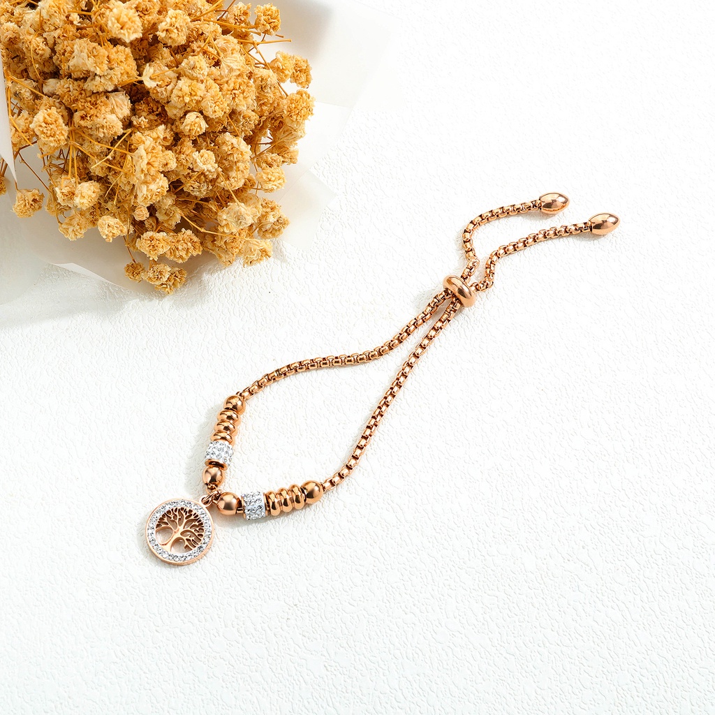 Vòng Tay Hở Bằng Thép Titan Đính Hạt Và Kim Cương Thời Trang Có Thể Điều Chỉnh Cho Nữ