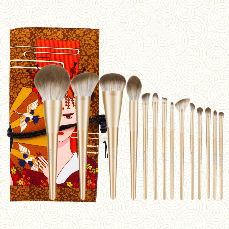 Bộ Cọ Trang Điểm Cao Cấp MAGA 14 Cây Màu Vàng