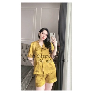 PYJAMA LỤA CỘC ĐÙI QUẢNG CHÂU VÀNG XINH