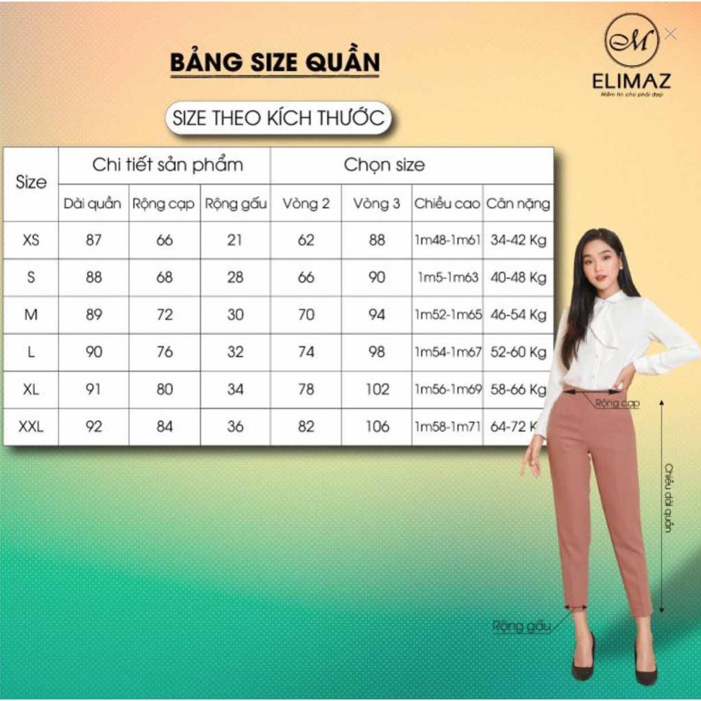 [Thiết kế mới 2021] Quần tây âu công sở nữ lưng cao Elimaz, khoá sườn chất vải dày dặn co giãn không bai xù Q2000