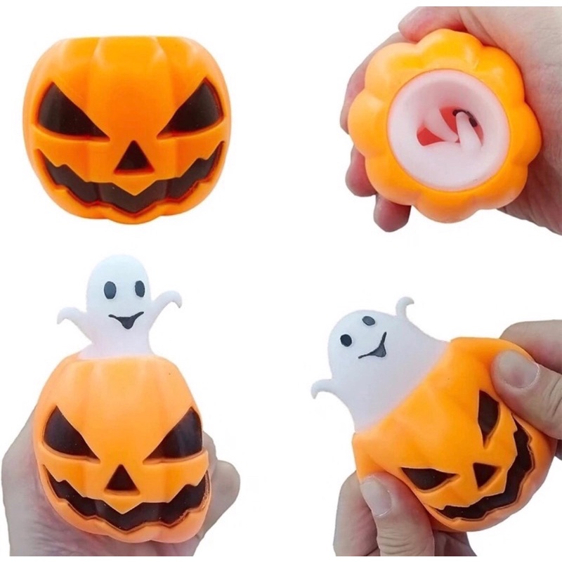 Đồ chơi Squishy Halloween trái bí, đầu lâu.