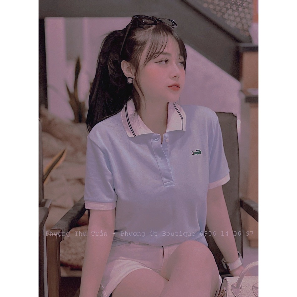 ÁO POLO XANH NHẠT PHỐI CỔ TRẮNG CHO NỮ