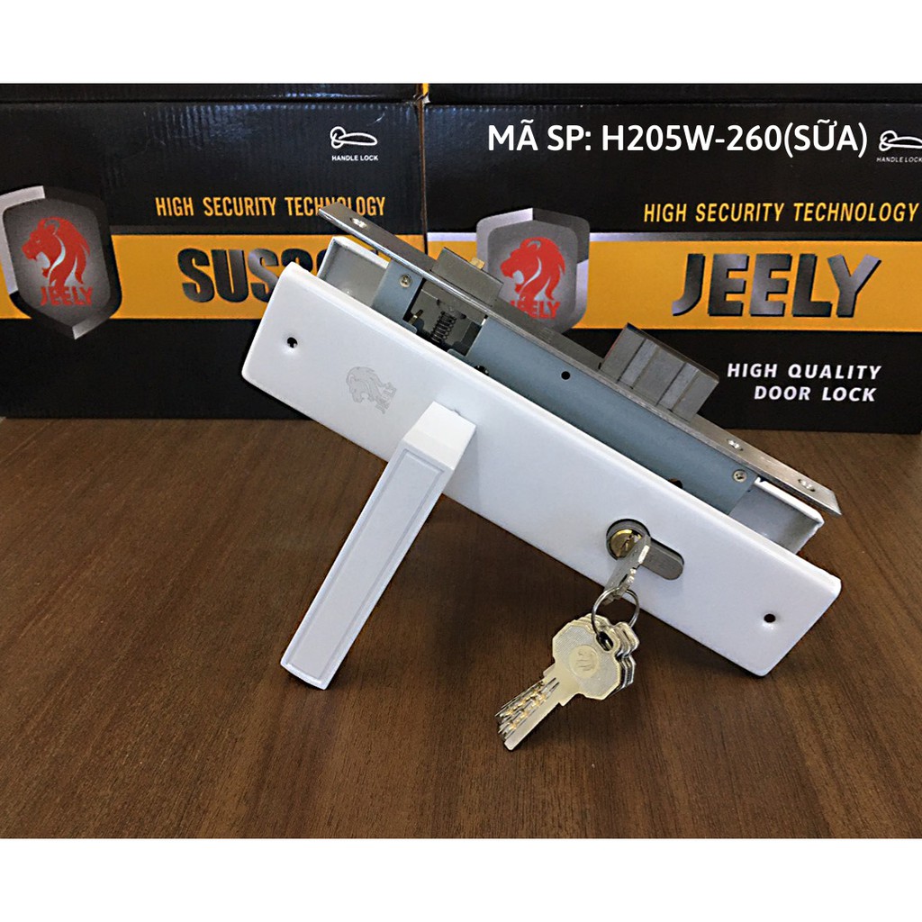 KHÓA TAY GẠT JEELY 205- KHÓA CỬA CHÍNH TAY ỐP 26CM - H205