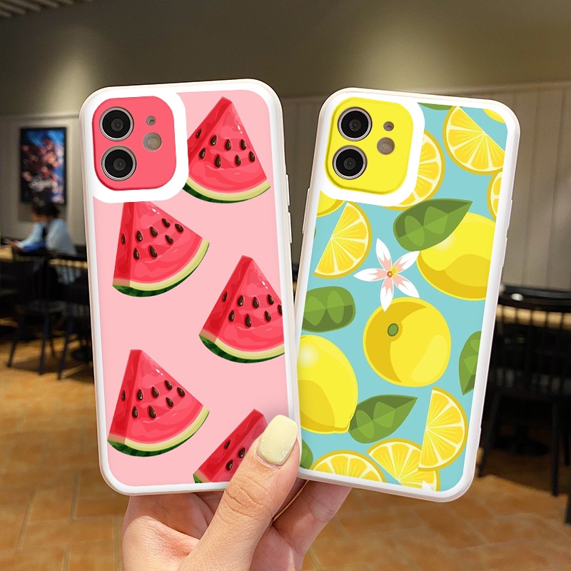 Ốp iphone - Ốp lưng iphone cạnh vuông viền camera Hoa quả tươi dành cho ip 6 đến 14promax - ng030