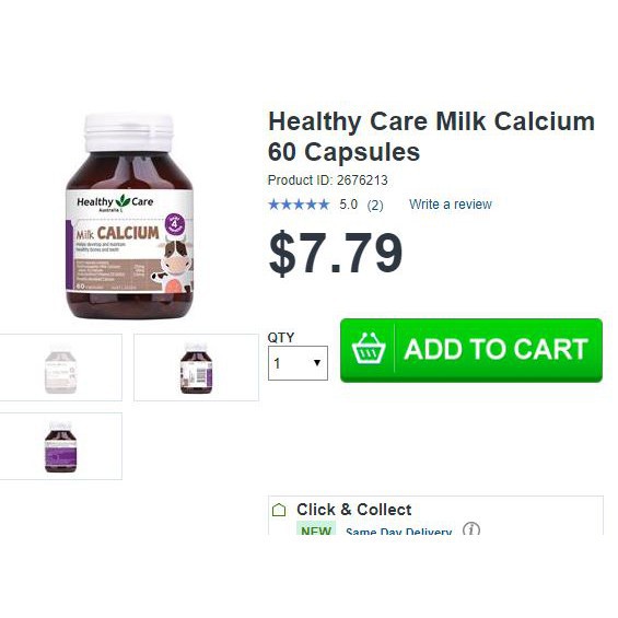 Viên Uống Canxi Sữa Cho Bé - Milk Calcium Healthy Care - Lọ 60 Viên