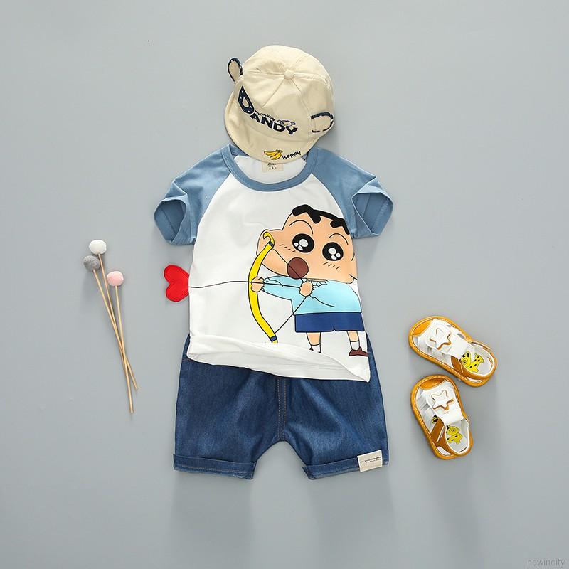 Set Áo Thun Tay Ngắn &amp; Quần Short Cho Bé Trai