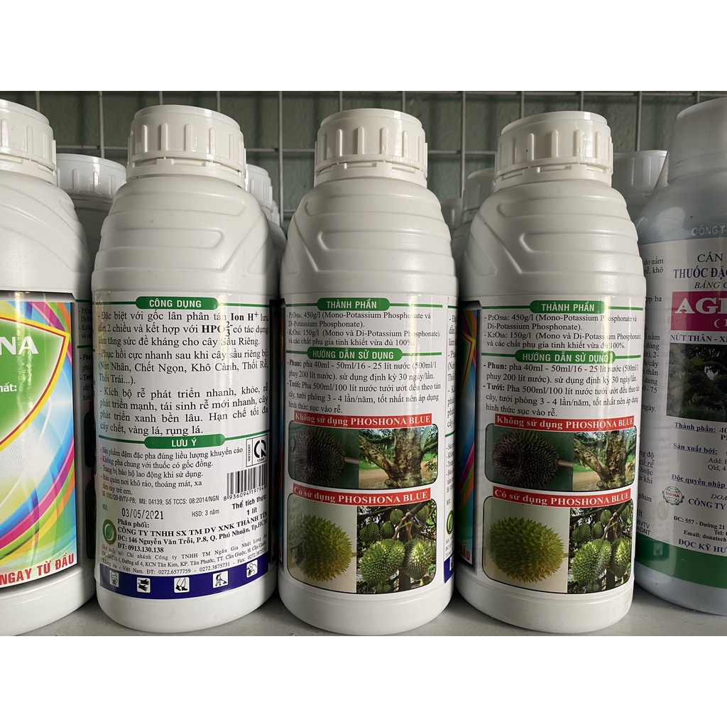 Thuốc phòng trừ nấm phytophtora trên cây tiêu và cây sầu riêng Phoshona Blue 650SL - Chai 1L