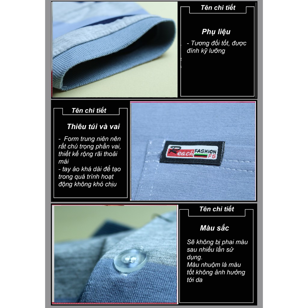 Áo polo nam trung niên sọc ngang vải thun mát loại áo thun nam ngắn tay có cổ fỏm rộng rãi ATSG60 | BigBuy360 - bigbuy360.vn