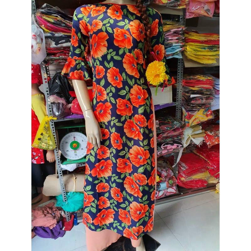 Bộ áo đai cách tân lụa hoa siêu yêu TRIPBLE T DRESS -size M/L/XL