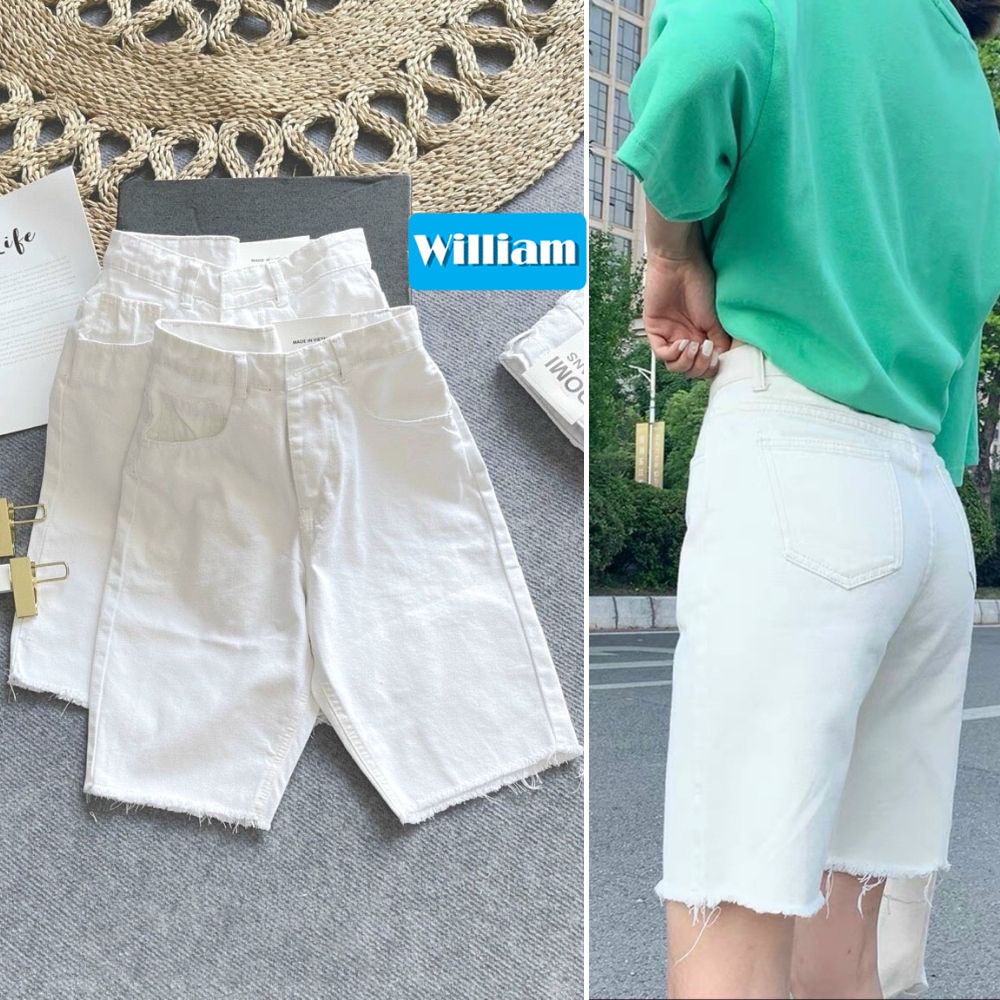 Quần jean ngố nữ lưng cao ống rộng vải jean denim không co dãn William - AT150