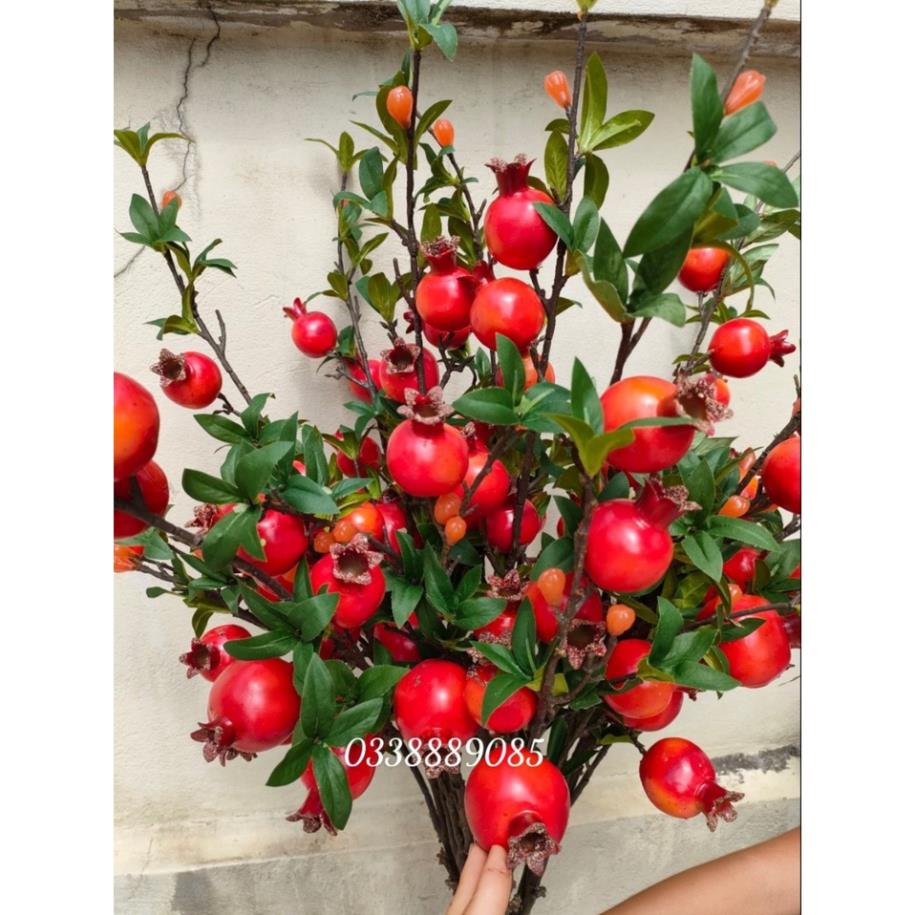 Cành lựu trang trí 9 quả lớn 2 hoa dài 100cm
