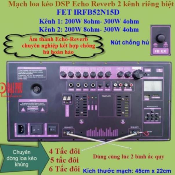 Mạch loa kéo Reverb chống hú bass đôi 40 2 cặp