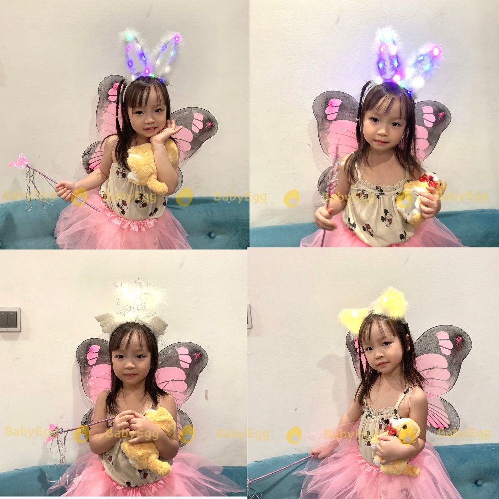 Bờm thiên thần tai mèo tai thỏ phát sáng cho trung thu cho bé babyegg
