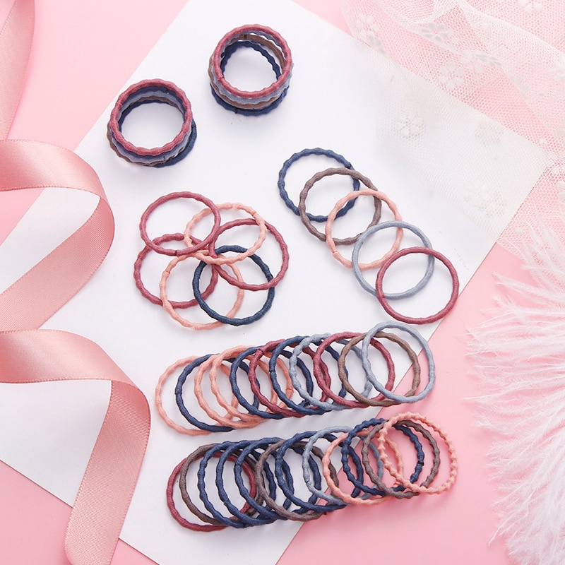 Set 50 Dây Cột Tóc Co Giãn Nhiều Màu Dễ Thương Cho Nữ