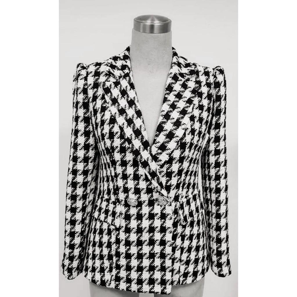 💝 Áo Vest nữ 💝 [ 𝗙𝗥𝗘𝗘𝗦𝗛𝗜𝗣] She Clothing dáng dài họa tiết zizac đen trắng hàng thiết kế cao cấp