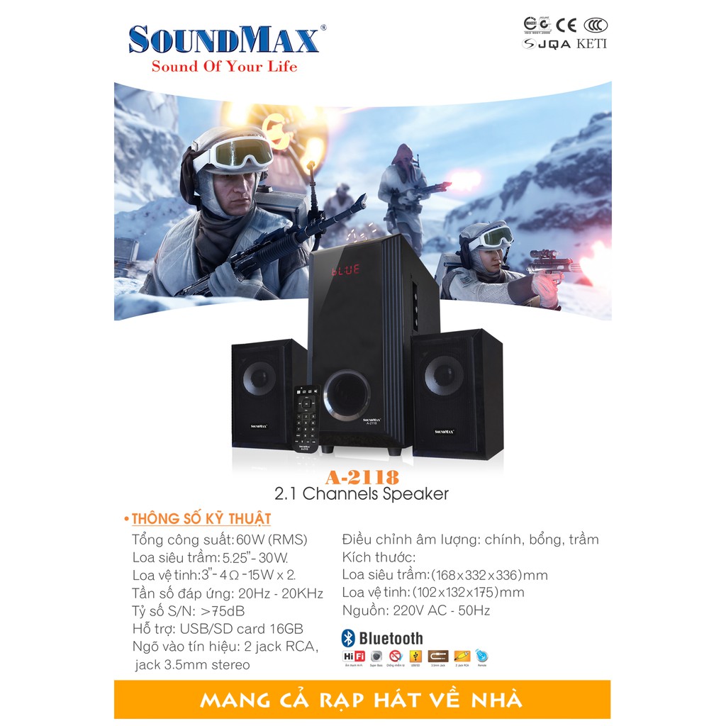 Loa Vi Tính SoundMax A-2118/2.1 - Hàng Chính Hãng