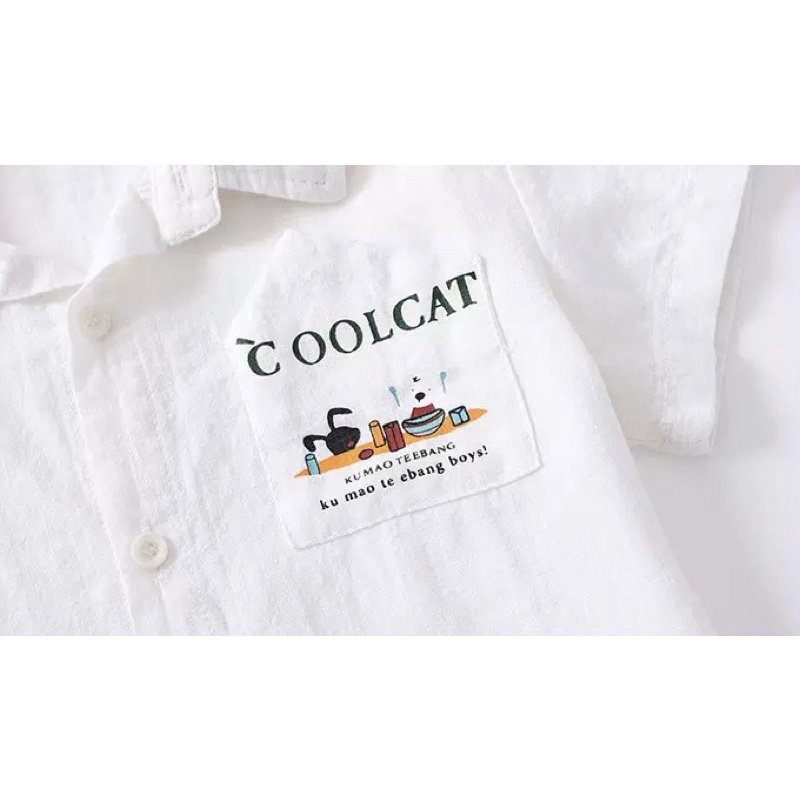 Áo sơmi bé trai WELLKIDS, áo cộc tay cho bé có cổ hoạ tiết túi ngộ nghĩnh (TX2442)