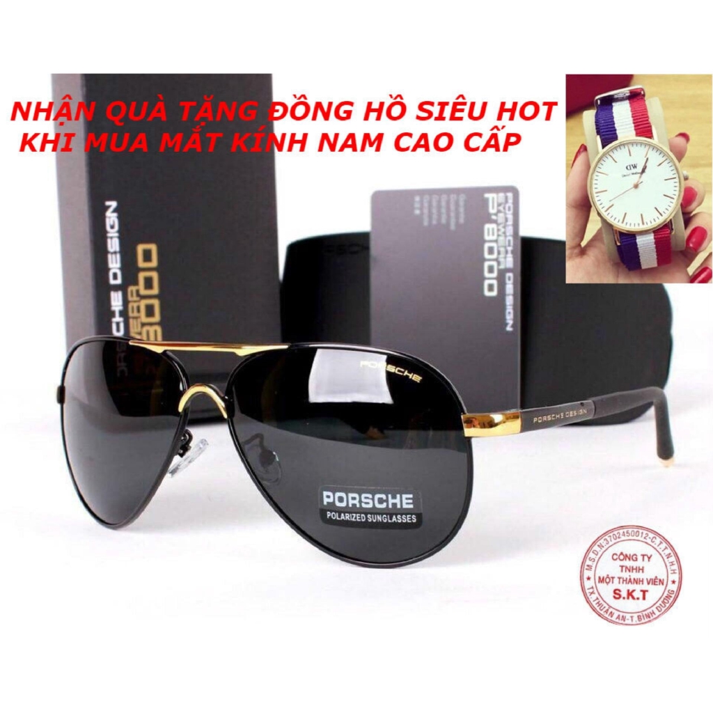 Kính mát nam cao cấp mới nhất Tặng đồng hồ dây vải