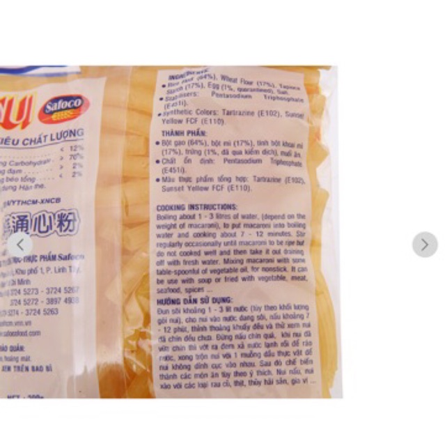 Nui ống lớn Safoco gói 200g