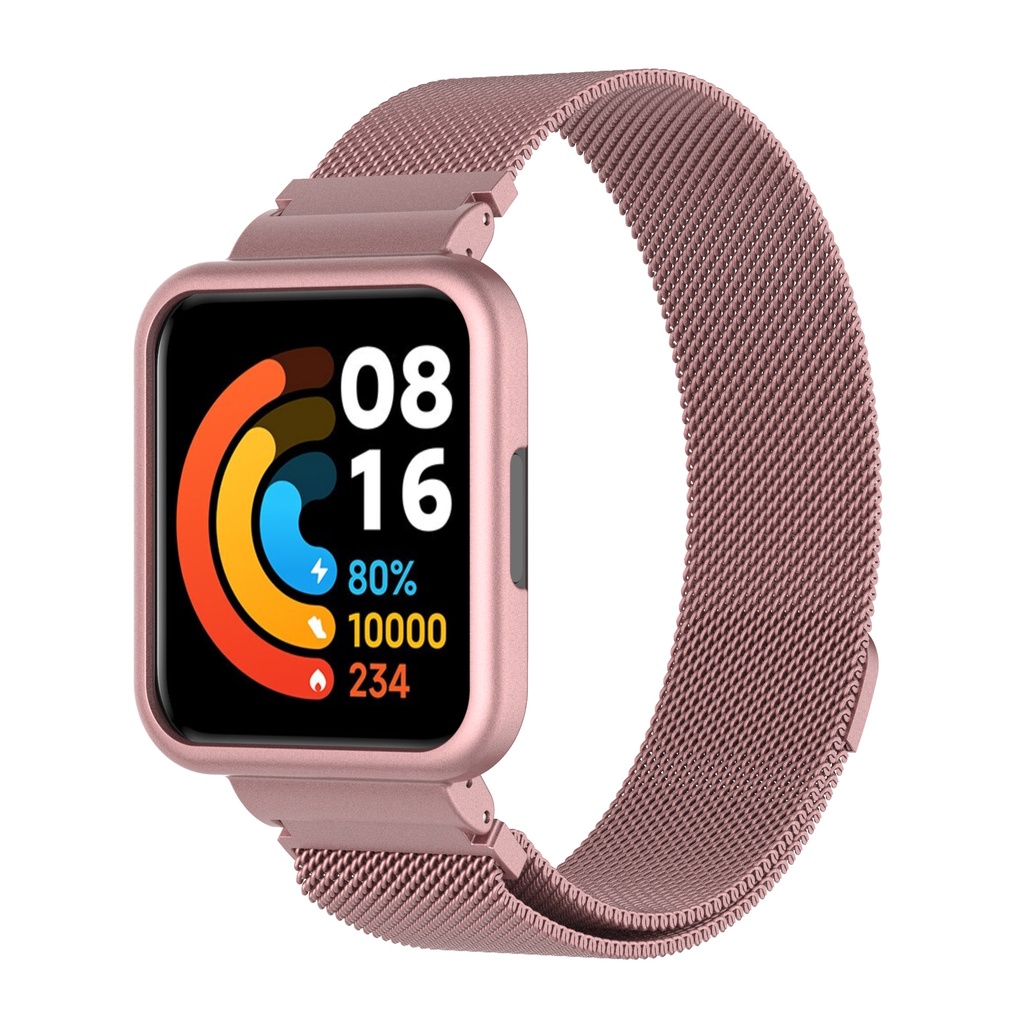 Dây Đeo Milanese Từ Tính + Vỏ Kim Loại Cho Đồng Hồ Thông Minh Xiaomi Redmi Watch 2 Lite