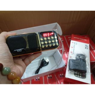 Đài v52 có sạc cắm thẻ nhớ, usb, fm nhỏ gọn, bền + thẻ nhớ 8g, 16g