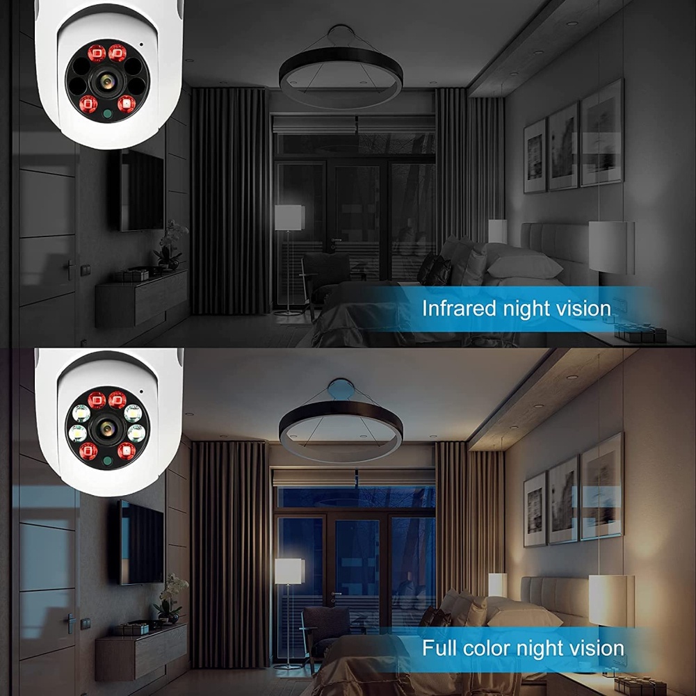 Camera wifi 360 Full HD 1080P 360 ° E27 LED Bóng Đèn Không Dây An Ninh Nhà WIFI CCTV IP Camera Two Way Âm Thanh Toàn Cảnh tầm Nhìn ban đêm