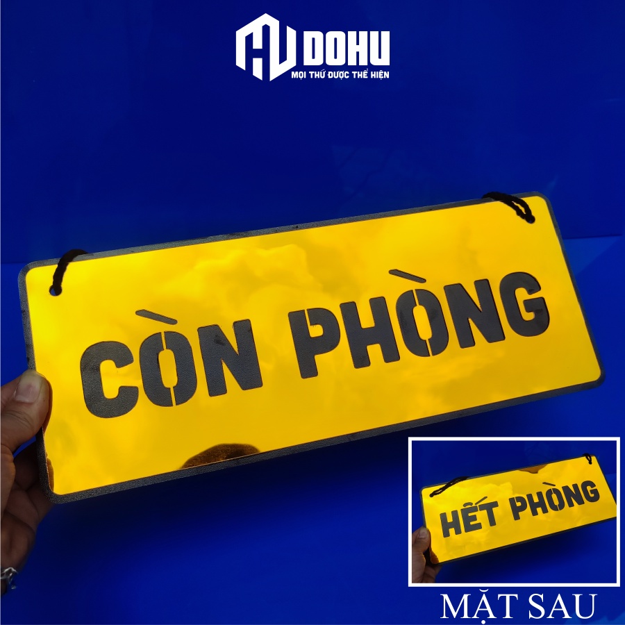 Bảng còn phòng, hết phòng 2 mặt gương vàng (bảng treo)