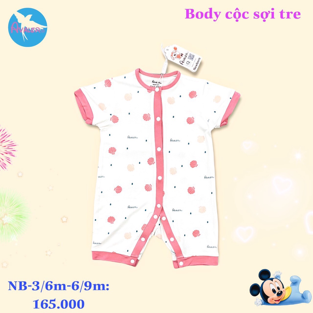 Body cộc tay cho bé AVALER chất vải sợi tre size 0 9 tháng tuổi