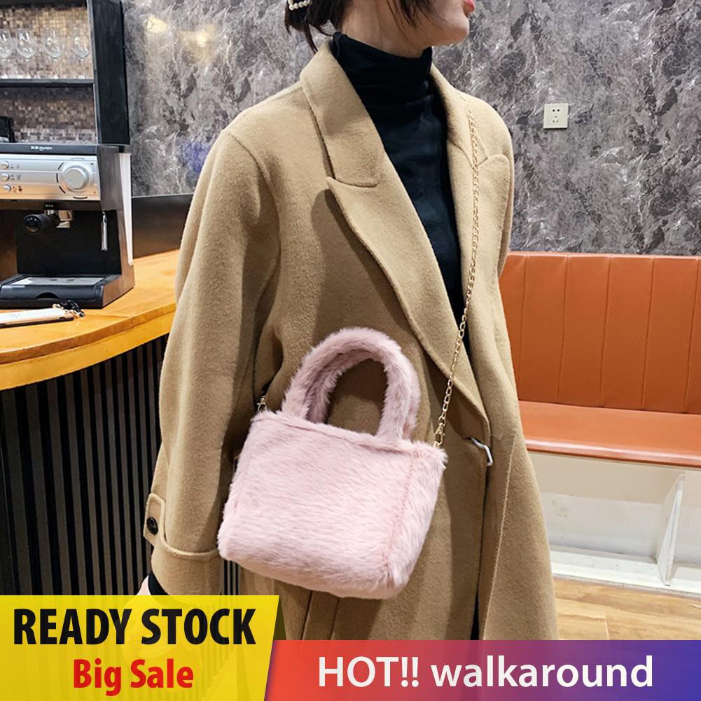 Walk Autumn Shoulder Handbag Zebra Pattern Plush Women Chain Messenger Bag Totes