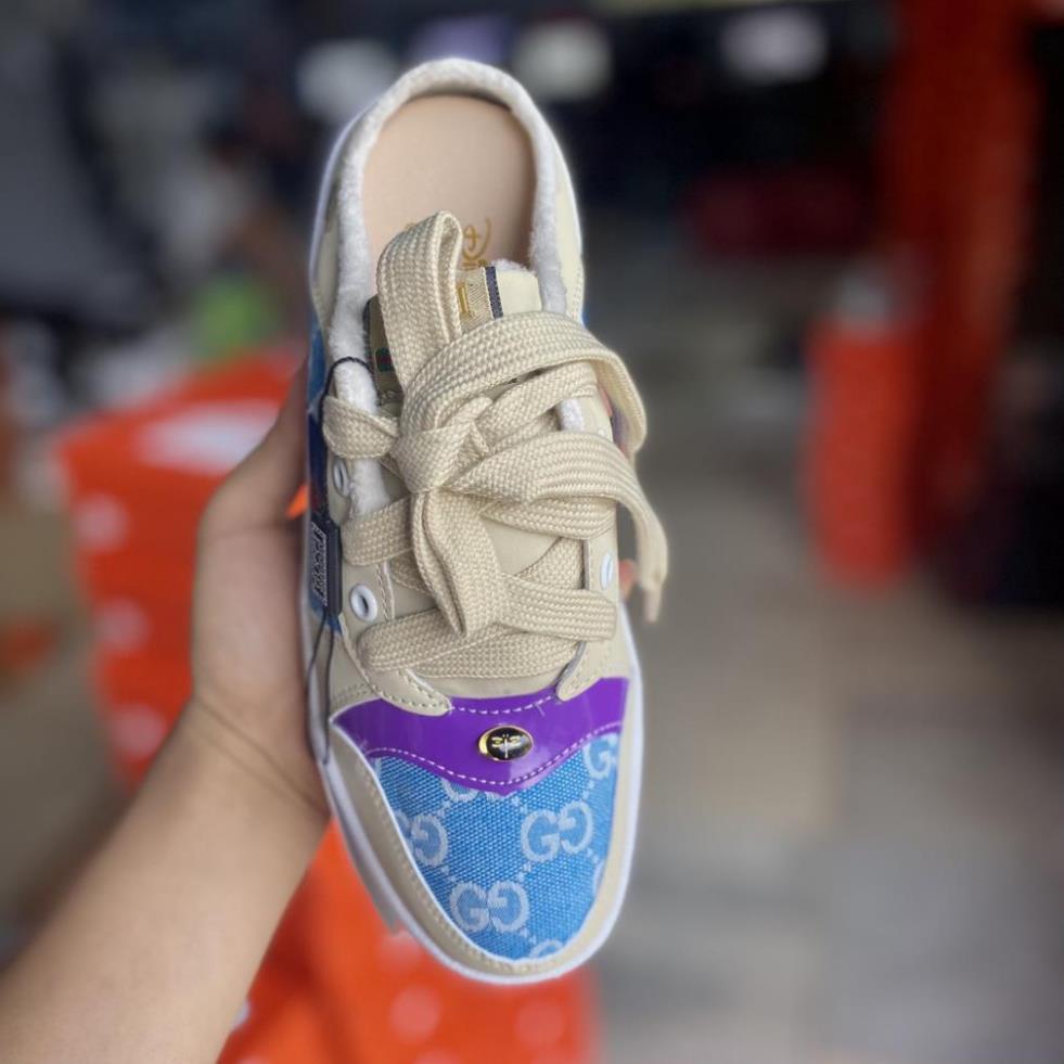 Giày sục nữ 𝐆𝐮𝐜𝐜𝐢 Hồng Xanh Tím, Sục Thể thao Sneaker  nữ 3 sọc GC cực chất hàng cao cấp 2022 Full Box Bill