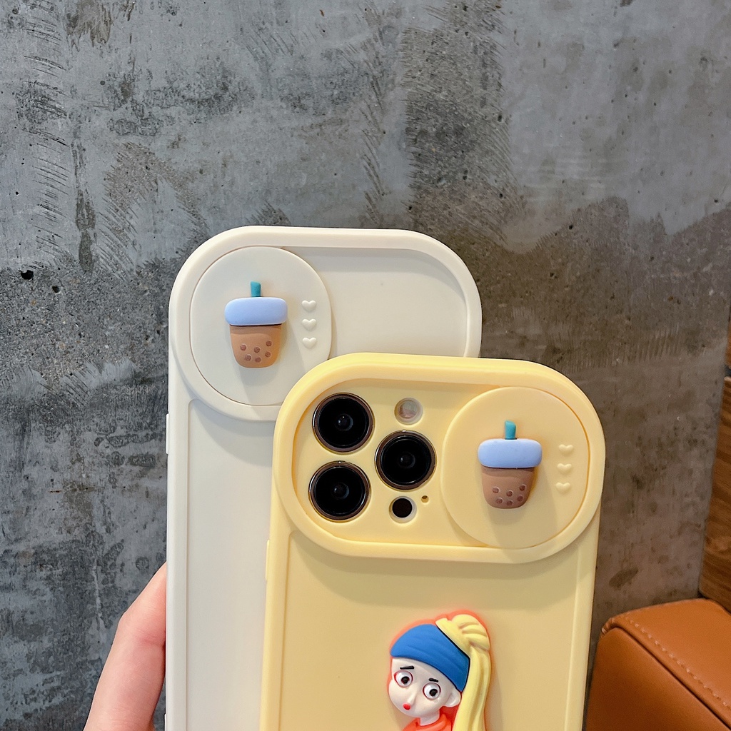 Ốp Điện Thoại Dẻo Họa Tiết Hoạt Hình Cô Gái Đẩy Cửa Sổ Chống Rơi Cho iPhone 11 / 12 / 12PRO MAX / 13PRO MAX / XR / XS