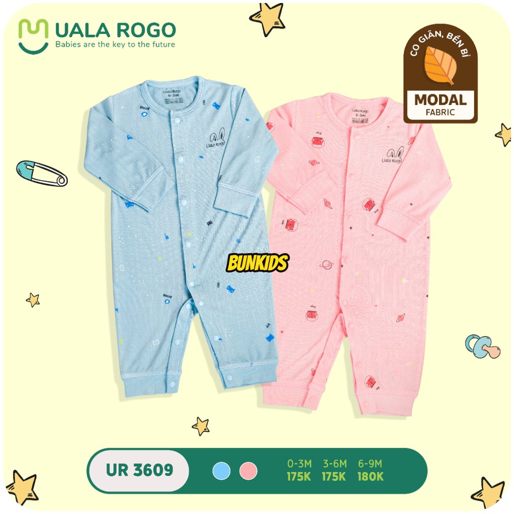 [Mã FAMAYFA2 giảm 10K đơn 50K] Body sơ sinh UALA &amp; ROGO vải modal gỗ sồi 3609 [ UalaRogo ]