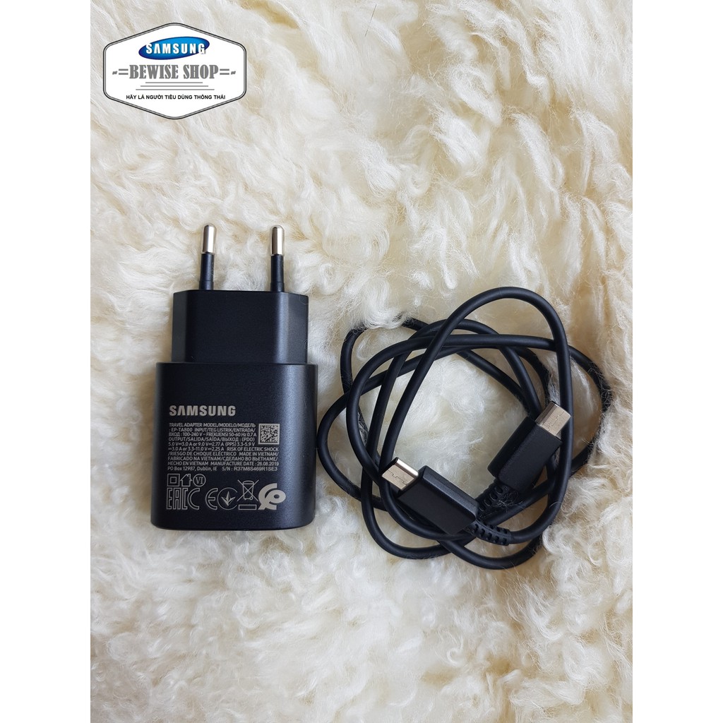 Bộ sạc nhanh Type C - C Samsung Travel Adapter 25W dùng cho Note 8 đến S10 Plus - Hàng Nhập Khẩu