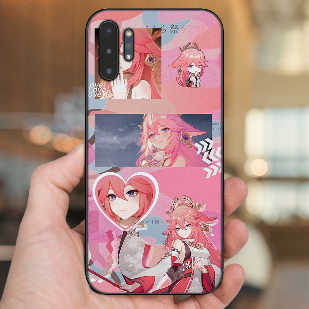 Ốp lưng Samsung Note 10 Plus viền đen in hình Yae Miko Genshin Impact