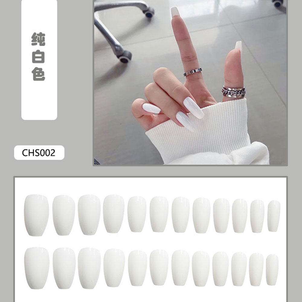 Bộ 24 móng giả màu trơn có thể tháo rời chống nước