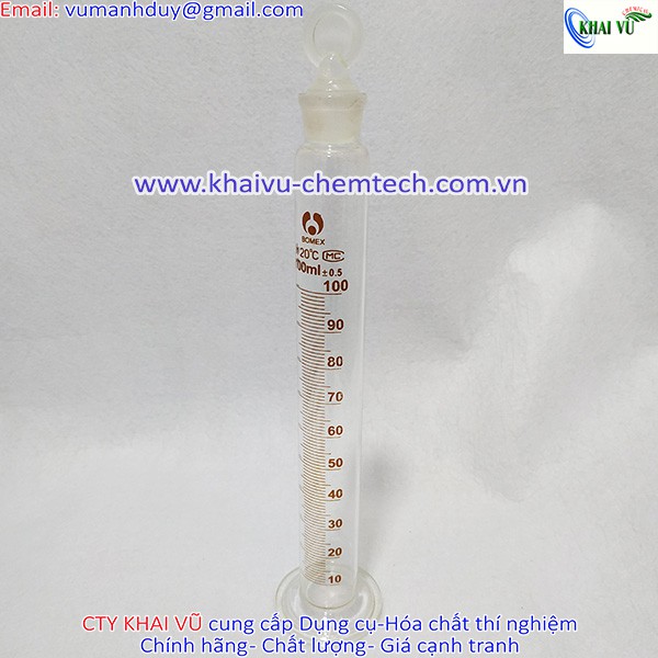 Ống đong thủy tinh CÓ NÚT ĐẬY nhám thủy tinh 100ml 250ml