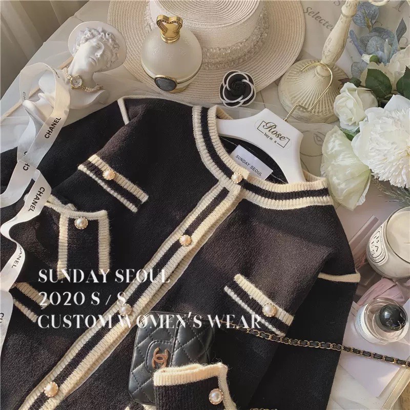 Áo khoác cardigan len cúc ngọc phong cách coco Sunday Seoul | BigBuy360 - bigbuy360.vn